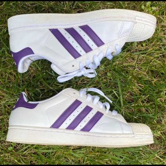 purple adidas superstars